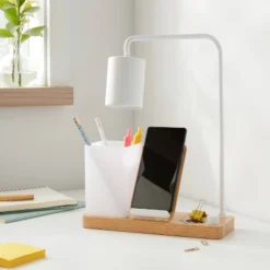 Desk Lamp With Wireless Charging And Storage Compartment (Includes LED Light Bulb) - Brightroom™