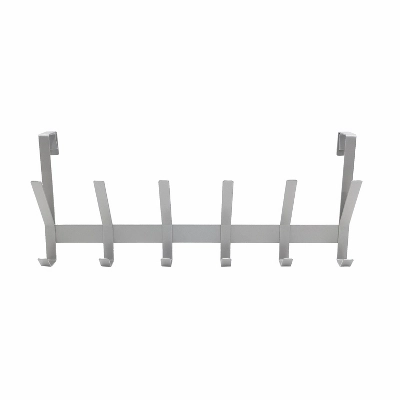 Heavy Duty Over The Door 6 Hooks Rail Matte Gray - Brightroom™
