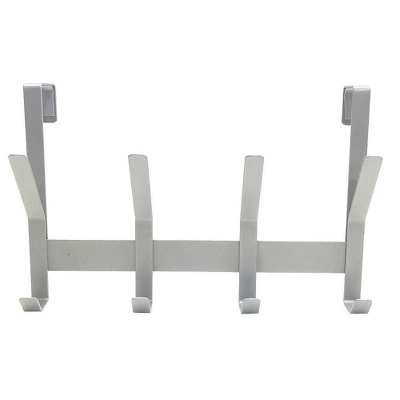 Heavy Duty Over The Door 4 Hooks Rail Matte Gray - Brightroom™
