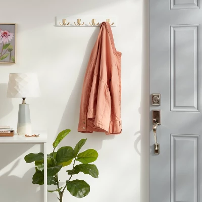 Modern Octopus 4 Rail Gold Hooks White - Brightroom™