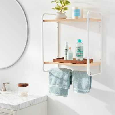 Wood Wall Shelf White Metal - Brightroom™