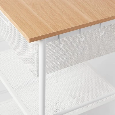 Metal Storage Cart With Mesh Drawer And Wood Top - Brightroom™ - Image 2