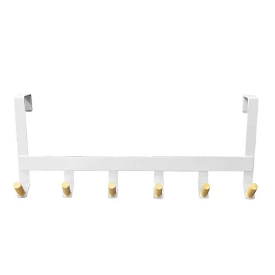 Mixed Material Over The Door 6 Hooks Rail Matte White - Brightroom™