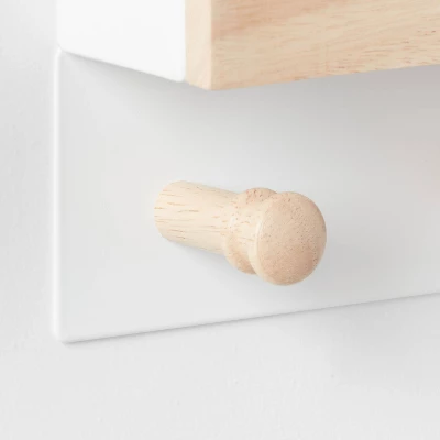 Mixed Material Mail Holder Matte White Hooks On Light Wood - Brightroom™ - Image 2