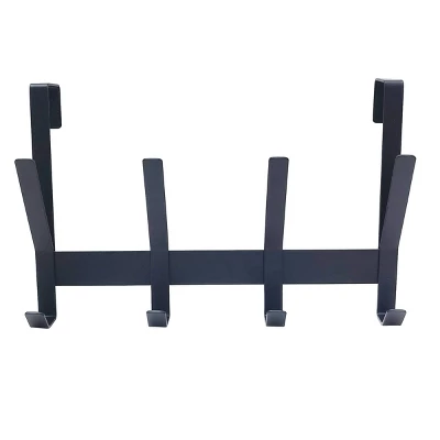Heavy Duty Over The Door 4 Hooks Rail Matte Black - Brightroom™