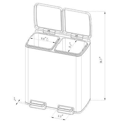60L Stainless Steel Step Trash And Recycle Can - Brightroom™ - Image 3